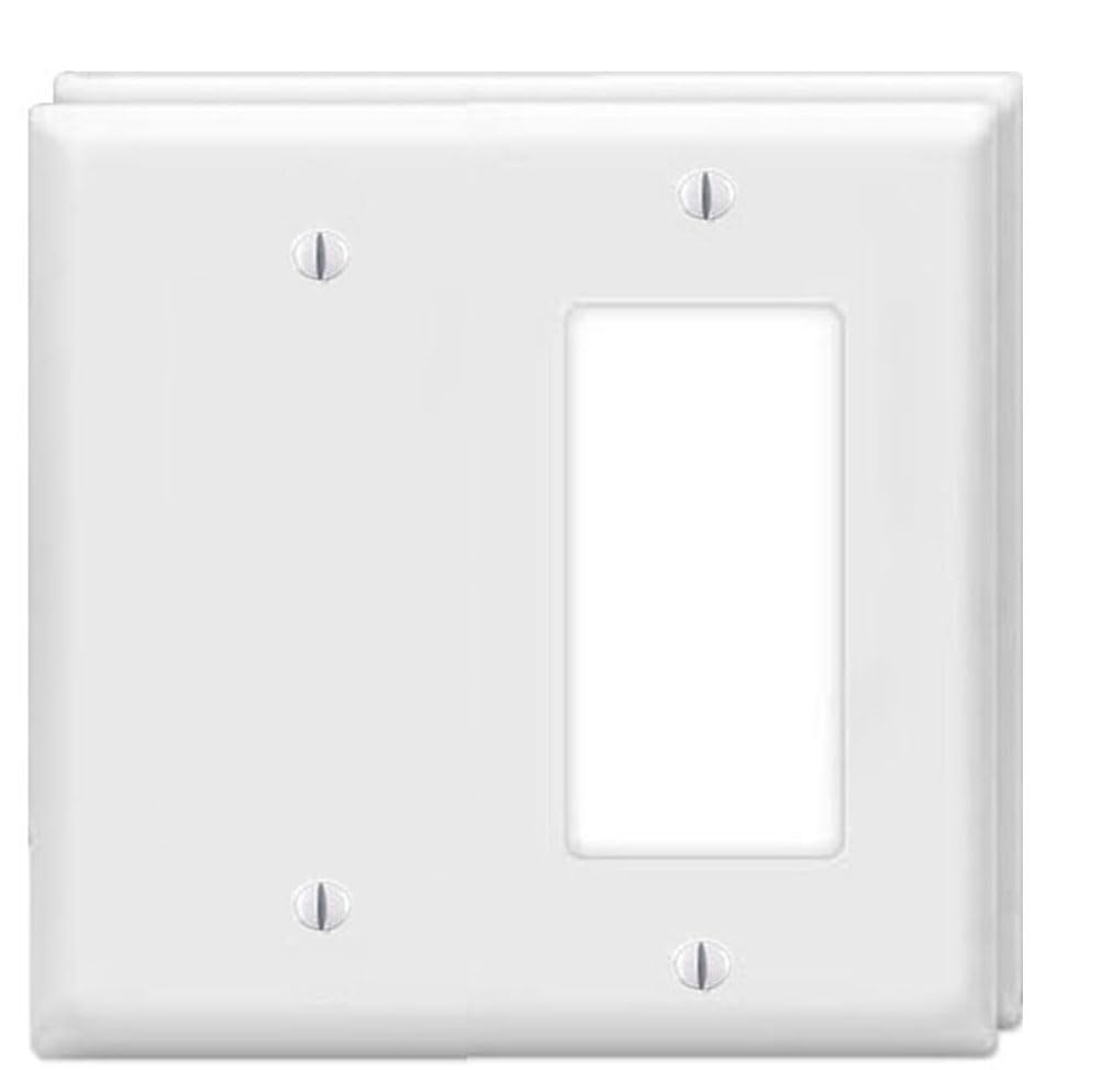 ZEFTV Decorator Rocker/Blank Wall Plates 2-Gang Switch Outlet Electrical Cover Plate Unbreakable Thermoplastic Faceplate for Light Receptacle Outlet Switch, White (2 Pack)