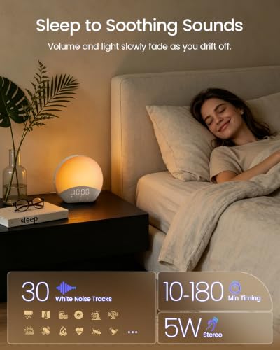 Glocusent Dual Alarm Sunrise Alarm Clock with Sound Machine, APP Control - Image 3