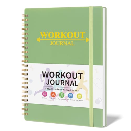 Beleeplanner BPFJ07 Fitness Workout Journal For Women & Men, A5 Hardcover Workout Log Book & Gym Exercise Planner cover