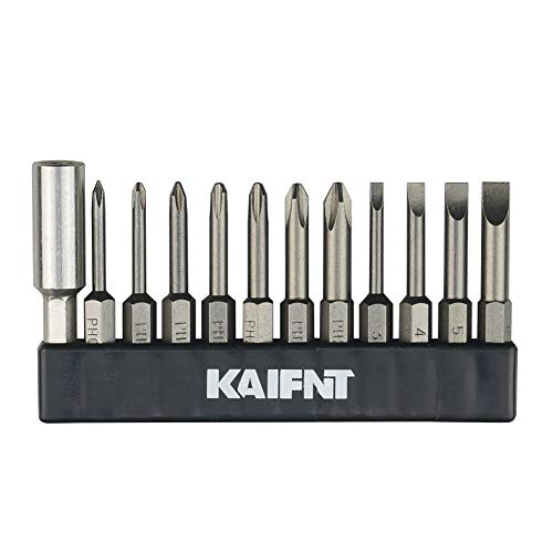 KAIFNT K456 Magnetic Phillips/Slotted Screwdriver Bit Set with Extension Bit Holder, Quick-Change 1/4-Inch Hex Shank, 12-Piece