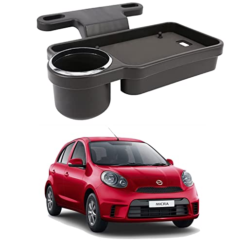 Image of Oshotto (FT-04) Foldable Car Auto Headrest Rear Back Seat Table Drink Food Cup Tray Holder Compatible with Nissan Micra - Black