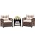 Devoko 3 Pieces Patio Furniture Set, PE Rattan Wicker Patio Set with Two Outdoor Chairs and Table, Upgraded Patio Chairs and Table for Porch, Garden Poolside Balcony
