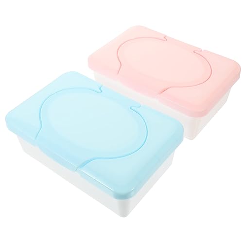 SOLUSTRE Dispensadores de toallitas húmedas para bebés, 2 piezas, caja de toallitas para bebés, caja de toallitas de PP para exteriores, prácticos