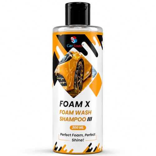 Image of CAR SAAZ Foam X Car & Bike Wash Shampoo 200ml | Premium High-Foaming Shampoo | Snow Foam Wash Shampoo for Ultimate Clean & Shine | pH Neutral, Thick Suds, Highly Effective