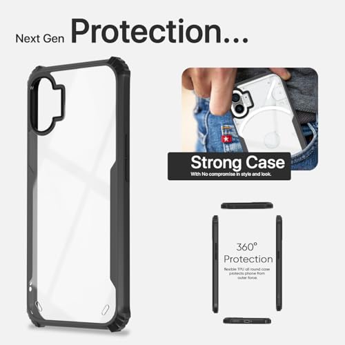 Image of Pikkme Back Cover for Nothing Phone 1 | Ultra Hybrid Shockproof Case | Full Camera Protection | Raised Edges | Clear Transparent Bumper Case (Black)
