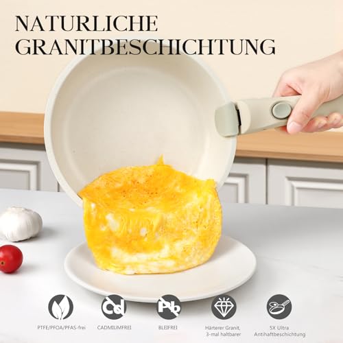 GiPP 11Pcs Pots and Pans Set Non Stick, Cookware Sets Nonstick Detachable Handle, Induction Kitchen Set Removable Handle, RV Cookware set, Oven Safe