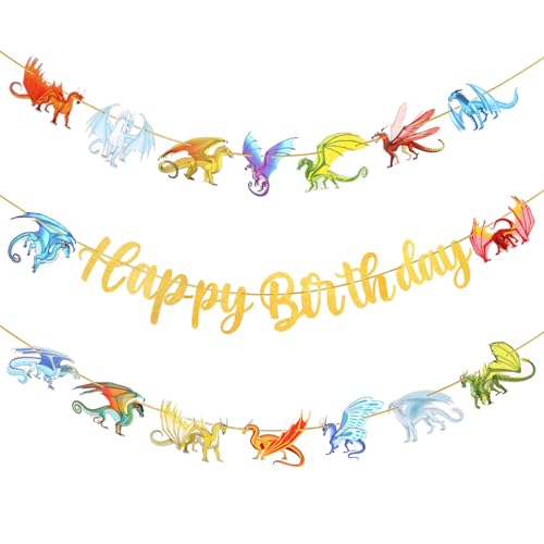 Drachen Geburtstagsdeko, Gelbe Schrift Geburtstagsdekoration mit...