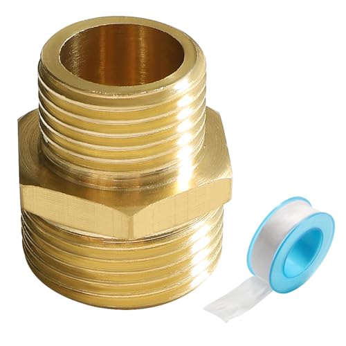 Conector Hexagonal de Latón G3/4 Macho a G1/2 Macho, Pezón Pezón, Cinta de Plomero para Conversión de Tubería