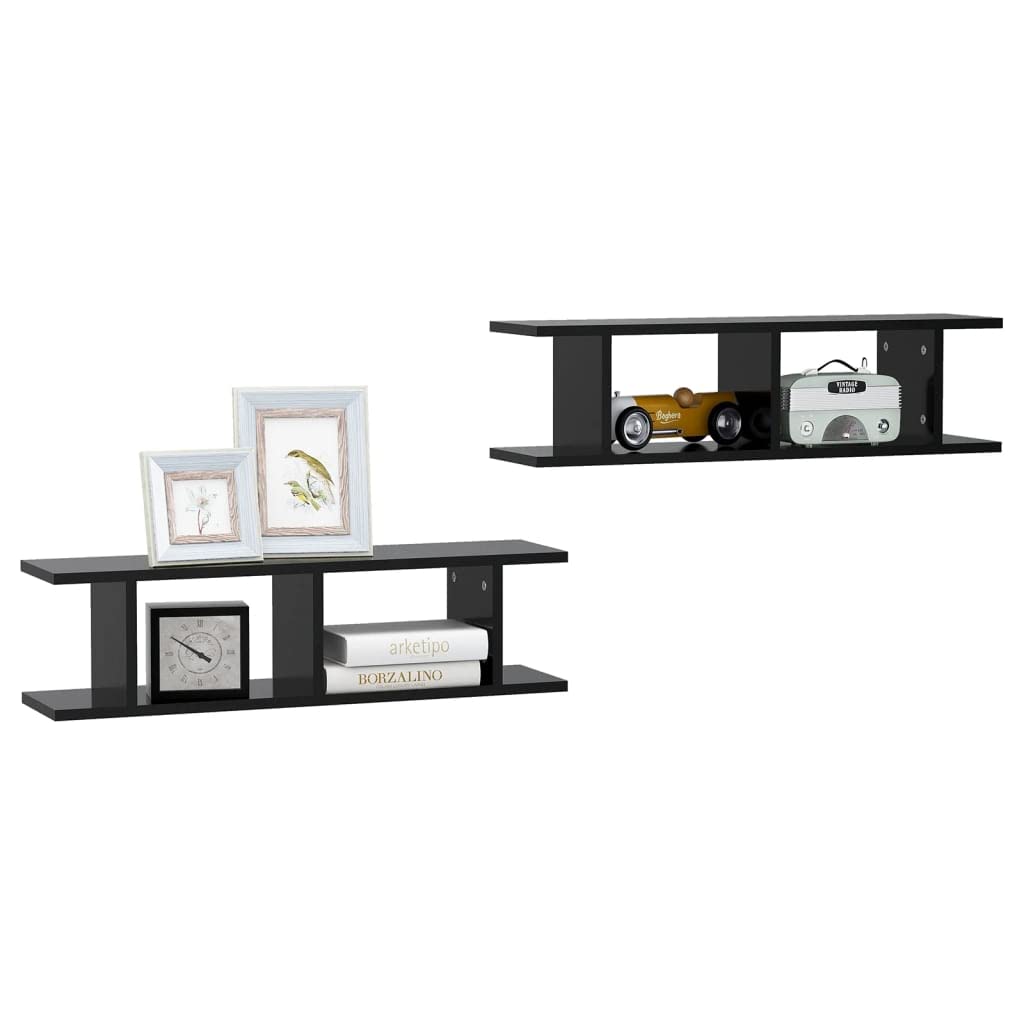 Estantería de pared negra 75 x 18 x 20 cm, moderna estantería de madera robusta con montaje invisible para salón, dormitorio y baño