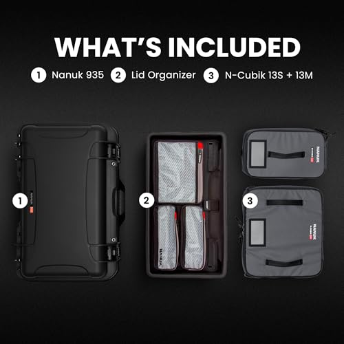 Image of NANUK 935 Pro Photo with N-Cubik - Waterproof Travel Camera Hard Case with 13S & 13M N-Cubik Insert and Wheels, 22 inch x 14 inch x 9 inch, Dustproof and Impact-Resistant, Airline Carry-On Approved - Black