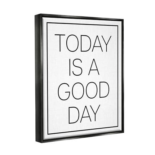 Image of Stupell Industries 'Minimal Good Day Phrase'| Floating Frame Canvas Art | Stupell Industries | Black, 17 x 21 Inches, Easy to Hang and Sturdy, Made in USA, by Lil' Rue