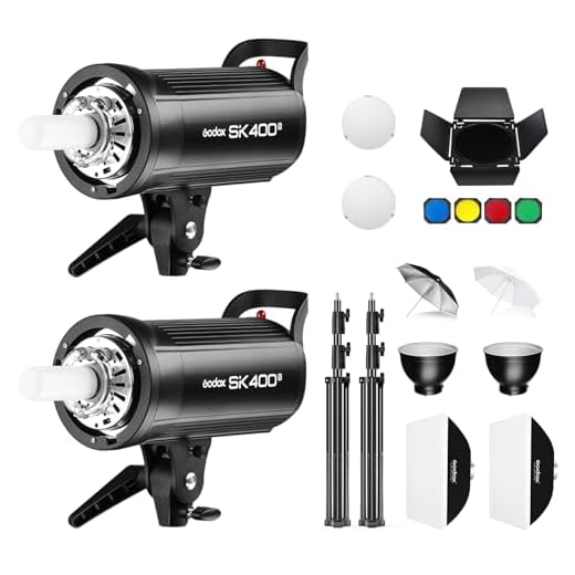 Godox 2* SK400ii 800Ws Studio Strobe Flash Lighting Kit:2 Pack SK400II Monolight with Bowens Mount for Photography and Studio Video Shooting with Light Stand,Softbox,Umbrella,Reflector,Barn Door.