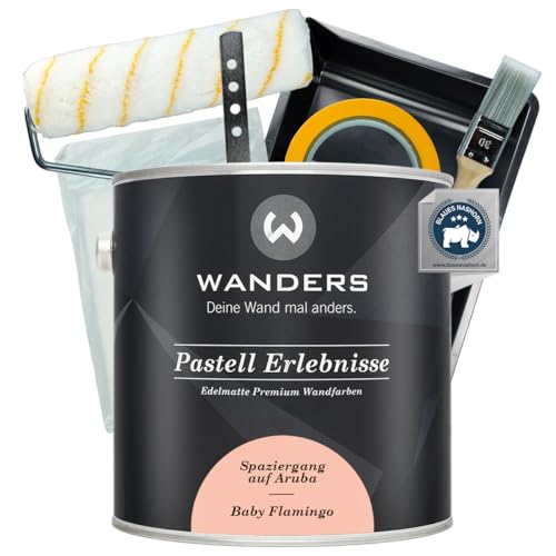 Wanders Pastell Erlebnisse Wandfarbe 2,5L (Baby Flamingo, Rosa) inkl. Streichset Basic – Premium Kreidefarbe, Leichte Anwendung, Hochdeckend, Ultramatt, Perfekt für Heim-DIY Wanders Pastell Erlebnisse Wandfarbe 2,5L (Baby Flamingo, Rosa) inkl. Streichset Basic – Premium Kreidefarbe, Leichte Anwendung, Hochdeckend, Ultramatt, Perfekt für Heim-DIY