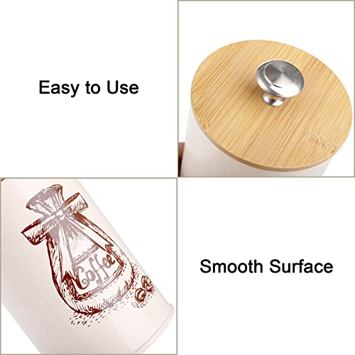 Youeon Canister Sets For Kitchen Counter, Metal Vintage Kitchen Canisters Set Of 3, Coffee Sugar Tea Canister Set, Food Storage Canister With Bamboo Lid, Farmhouse Kitchen Decor, Beige #TOP2