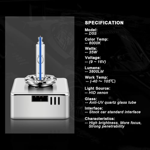 Bombilla D5S Xenón soluciona faros gastados con luz azul 8000K WinPower de 35W 3