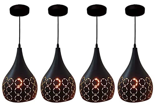 Image of GreyWings Modern Black Dome Laser Cut Hanging Pendant Light for Ceiling - Aluminium, Drop, Antique Decor,(Bulb is not Included) Big Pack of 4