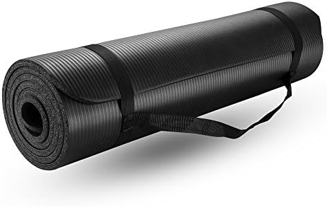 New Life Yoga Mat with Carrying Travel Bag and Strap, Thick NBR Multiple Use Exercise, Black