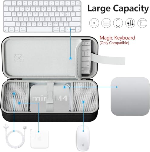Image of Careflection Portable Hard Shell Travel Carry Case for Apple Mac mini M4 /M4 Pro, Shockproof, Water-Resistant, Black