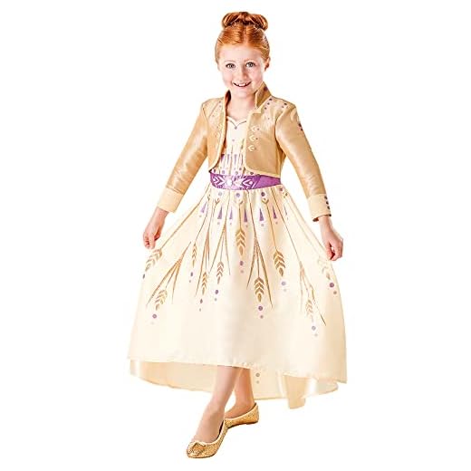 Rubies - Disfraz oficial de Disney Frozen 2, Anna Deluxe Prólogo, disfraz para niños, talla grande de 7 a 8 años