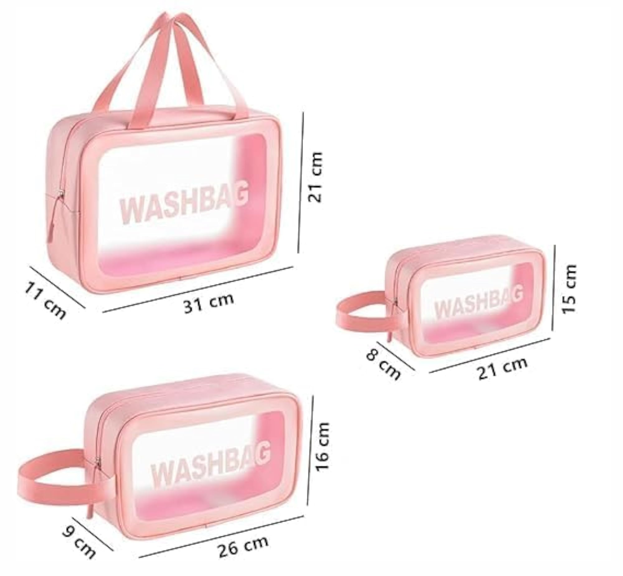 3pcs Cosmetic Toiletry Makeup Organizer Bags for Travel