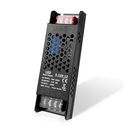 Controlador LED de 12 V, 120 W, 10 A, fuente de alimentación LED delgada, adaptador de CA 110 V/240 V a 12 V CC, transformador LED de voltaje constante para tiras de luces LED, bombillas LED, luz de