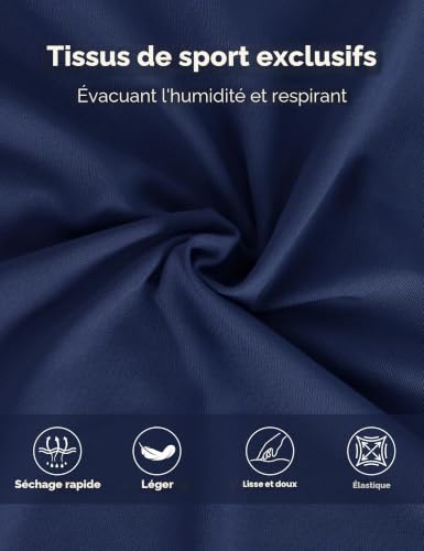 Desol Jupe de tennis pour femme de 50 cm - Longueur genou - Taille haute - Avec 4 poches - Jupe de golf avec short - Avec cordon de serrage réglable - Jupe de sport pour tennis, golf, course, bleu, S – vue 7