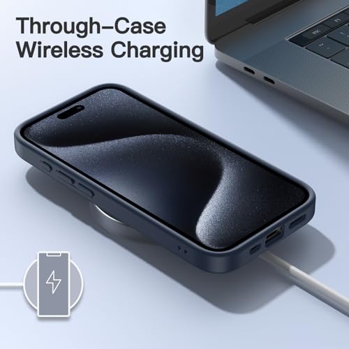 Image of JETech Matte Cover Case for iPhone 15 Pro Max 6.7-Inch, Shockproof Military Grade Drop Protection, Frosted Translucent Back Phone Cover, Anti-Fingerprint (Storm Blue)