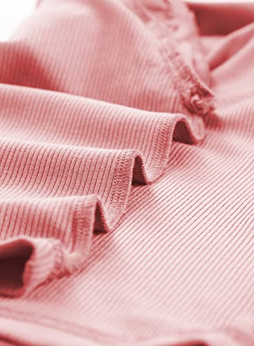 Blibean Girl Summer Tops Tween Girls Ruffle Sleeve Blouse Solid Color Casual Shirts Cute Clothes Preteen Kid Dressy Clothing Size 10-11 Years Old Pink #TOP4