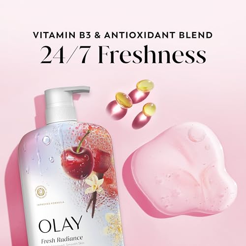 Olay Body Wash for Women, Black Cherry & Vanilla Scent, 29 fl oz | Fresh Radiance | 24/7 Skin-Loving Freshness for Visibly Radiant Skin | Plant-Based Cleansers, Vitamin B3, & Antioxidant Blend - image 3