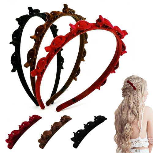 NiceNaiils 6 Pcs Haarband mit Clips haarreifen damen haarreif mit klammern haarreif Double Bangs Hairstyle Clip für Damen Mädchen Haarreifen mit Klammern Twist Clip Stirnband Frisurenhilfe