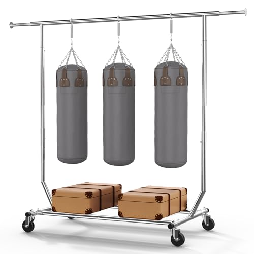 HOKEEPER Clothing Racks for Hanging Clothes Rack Heavy Duty Garment Rack Load 300LBS, Portable Clothes Rack with Lockable Wheels, Adjustable Clothing Rack for Bedroom, Living Room 22