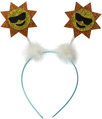 Amscan Includes Headboppers Sunshine Emoji with Cloud Puffs & Sky Headband, Universal, Light Blue (1 Piece), One Size, Multi Color