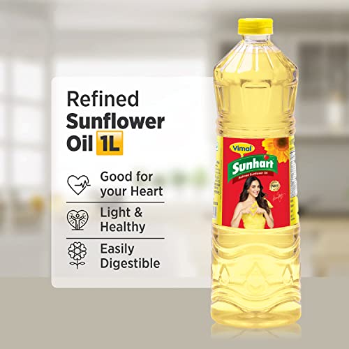 Image of Vimal Sunhart Sunflower Oil: Refined for Optimal Nutrition | Healthy Cooking Oil for All Your Culinary Needs | 1L