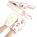 Korean Exfoliating Mitt,Exfoliating Gloves,Reversible Korean Scrub Mitt Pull Back Strip and Shower Gloves 2-in-1,Two-piece Set