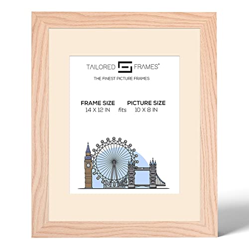 Tailored Frames 99 Solid Natural Oak 14" x 12" Frame for 10" x 8" Picture | Single Picture Frames | Wall Hanging Type | Photo Frame with Antique Mount