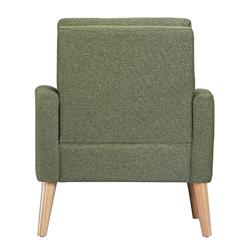 Lohoms Mid-Century Modern Fabric Accent Chair Single Sofa Comfy Upholstered Arm Chair Living Room Furniture (Green) #TOP3