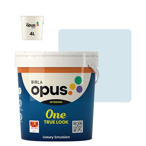 Image of Birla Opus One True Look Luxury Emulsion Paint (4L, Winter Stalactite, Soft Sheen Finish) | Anti-Fading, UV & Algae Protection, Strong Film Intergrity | For Exterior Walls of Home, Office
