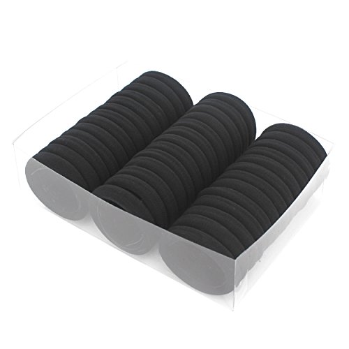 CHENG ZM Large Size Rope Ponytail Holders Headband Scrunchie Hair Accessorie (All Black)