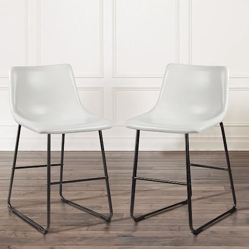 Image of Waleaf 26 Inch Counter Height Bar Stools Set of 2, Faux Leather Bar Chairs