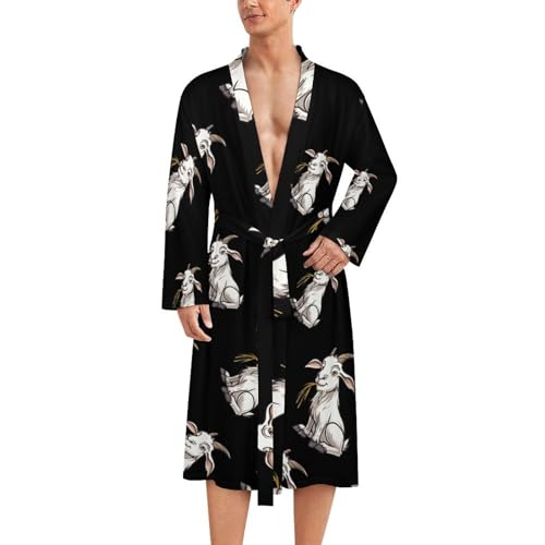 Goat Men's Soft Robes Lightweight Long Bathrobe Loungewear for Bath Shower
