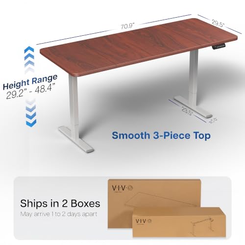 Image of VIVO Electric 71 x 30 in Standing Desk, Memory Height Adjustment, 1B Series, Holds 220 lbs, Dark Walnut Top Gray Frame, DESK-KIT-1G7D