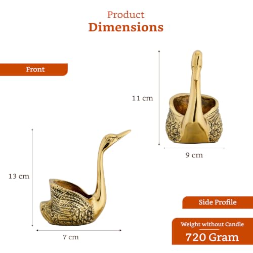Image of Amazon Brand - Solimo Aluminium Pair of Swans Candle Holder Showpiece | Gold Finish | Feng Shui Home Decor for Living Room, Table & Puja | Good Luck Gift (Candles Not Included)