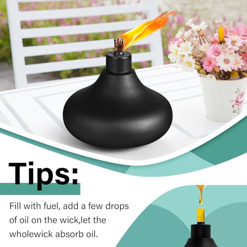 ZSPENG 8 Pack Metal Table Top Torches,24.5 oz Citronella Torches for Outside,Refillable Flame Light Torch with Wicks and Covers, Landscape Lanterns Torches for Party, Garden Decor,DIY