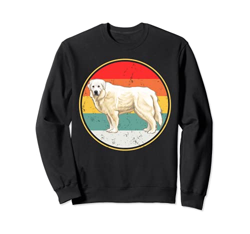 Vintage Retro Sunset Great Pyrenee Dog Sweatshirt, Black