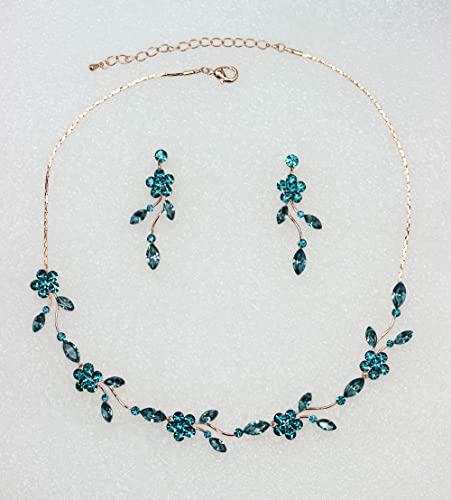 Image of Faship Gorgeous Rhinestone Crystal Floral Necklace Earrings Set