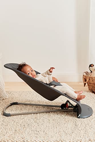 BabyBjörn Bouncer Bliss, Cotton, Petal Quilt, Anthracite 2-in-1 Adjustable Baby Bouncer Seat and Toddler Chair, Newborn to Toddler (8-29 lbs), 4 positions, Lightweight & Portable