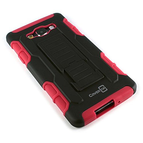 Samsung A7 Cover Case, Coveron [Trekker Series] Hybrid Belt Clip Holster Kickstand Combo Cover Case For Samsung Galaxy A7 (2015) A700 - Red & Black #TOP3