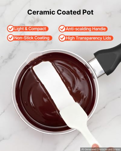 Image of VEVOR Chocolate Melting Pot - 2 x 1 QT Pots, 86℉ - 185℉ Choc Warm Machine | 80W Even Cheese Melter, 2 Knobs Temp Control, 2 Ceramic Coated Pots, Electric Warmer for Mulled Milk Candy, Commercial & Home