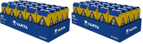 VARTA Pilas de Bloque 9V, Paquete de 40, Power on Demand, Alcalinas, Paquete de Almacenamiento, Inteligentes, Flexibles, potentes, aptas para detectores de Humo