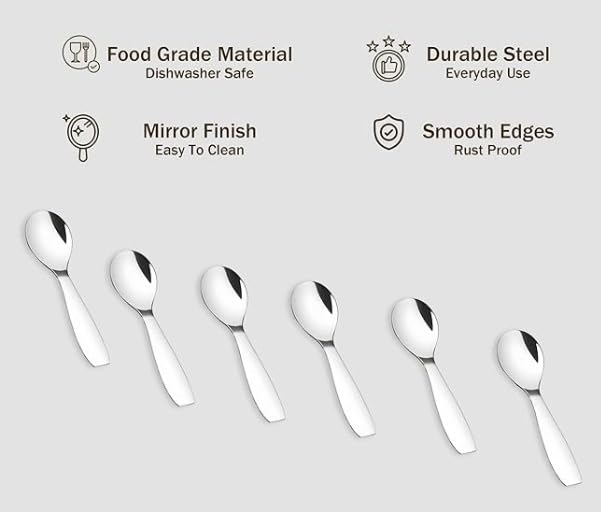 Image of Stainless Steel 12 Pieces Stainless Steel Small Spoons for Container /Spice Jars | Masala Spoons | Small Spoon for Spices | Spoon Set |